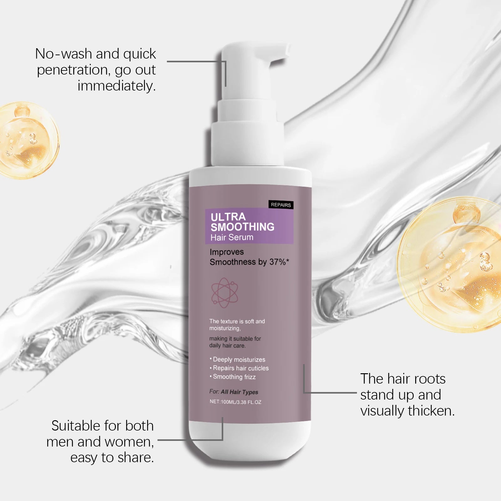 Soft and Moisturizing Hair Essence - Gently Nourishes and Cares for Frizzy Hair, Keeps Hair Light and Smooth, Perfect for Everyd