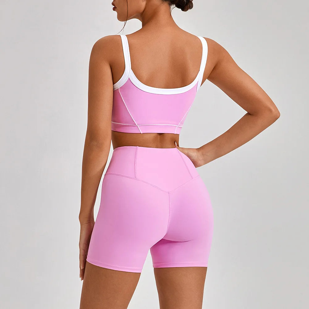 Woman Yoga Sport Outfit for Fitness Two Pieces Short Pant Sets Suits Tracksuit Sportswear Woman Gym Yoga Workout Clothes