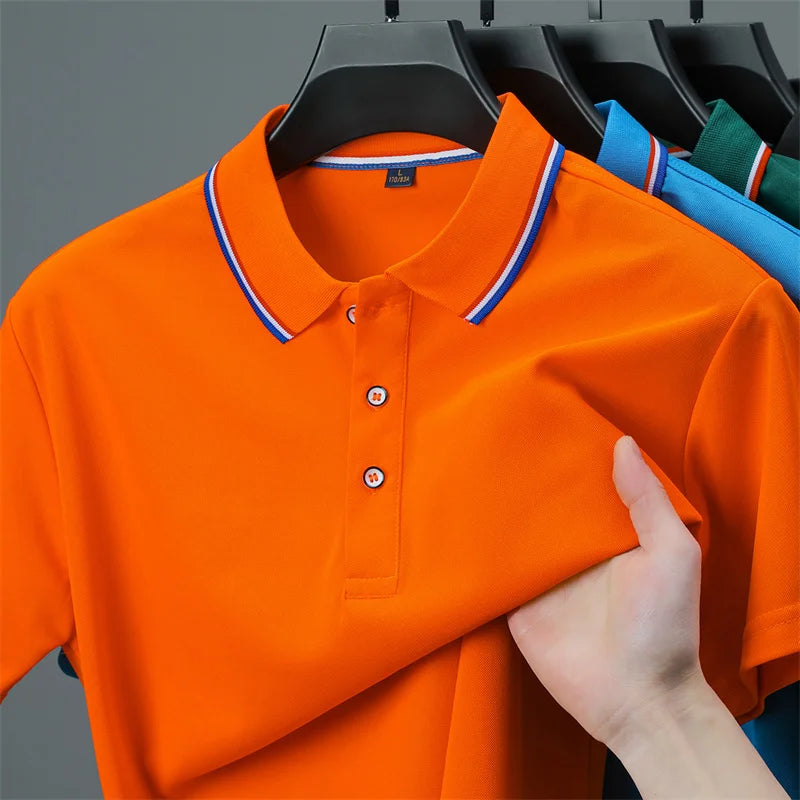 Men's Casual Solid Color Short Sleeve Polo Shirt  Summer Fashionable Comfortable Versatile Top for Men