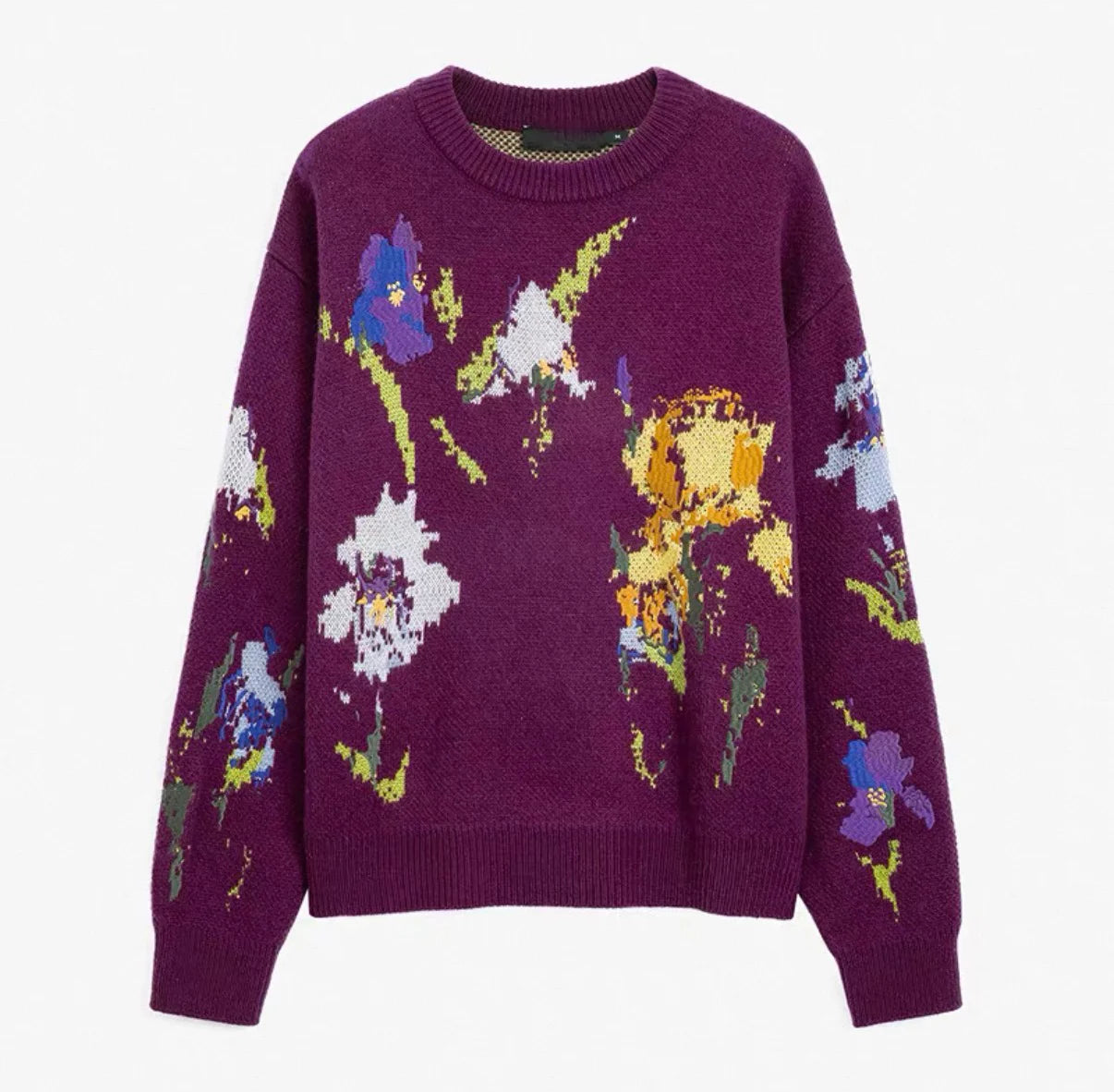 Floral Jacquard Knit Pullover Sweater