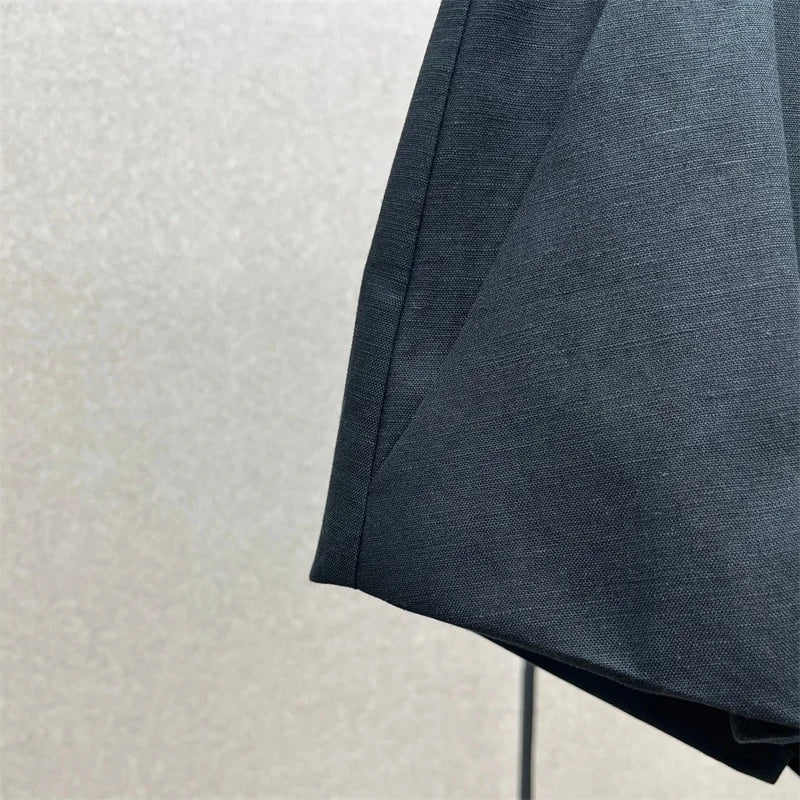 women's shorts New high waisted slim mini pants for summer 2026 linen blend casual shorts Belt decoration shorts women's pants