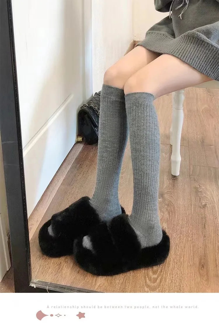 Ribbed Knee Warm Socks