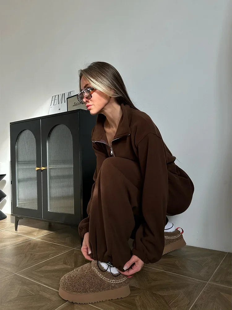 Jumpsuit Women 2026 New Fashionable Long Sleeved Jumpsuit for Women's Casual Half Open Collar Elastic Waist Jumpsuit