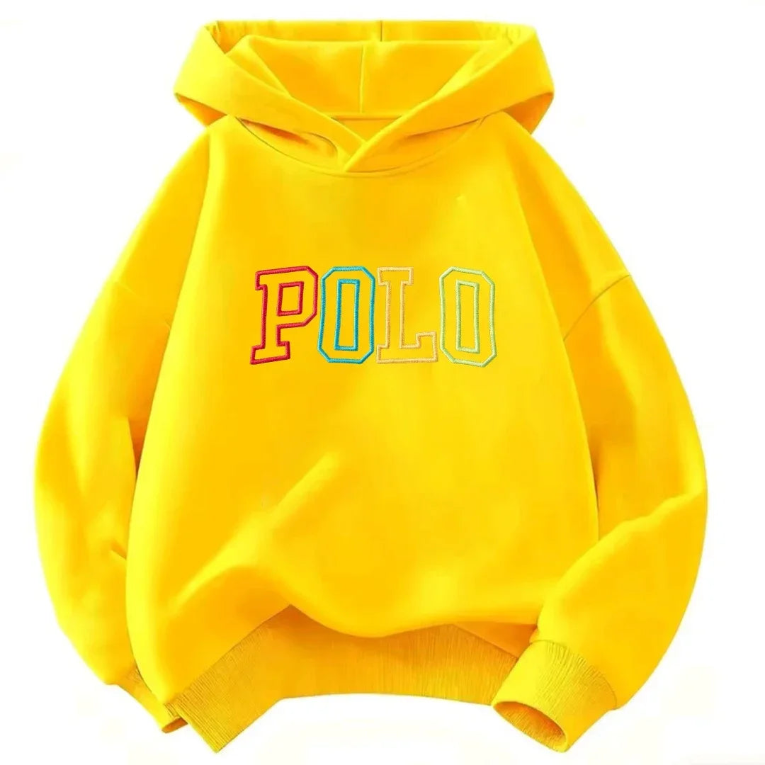 Children Hooded Kids Hoodie Colorful Gradient POLO Letter Print Long Sleeve Pullover Sweatshirt Boy Girl Casual Autumn Outerwear