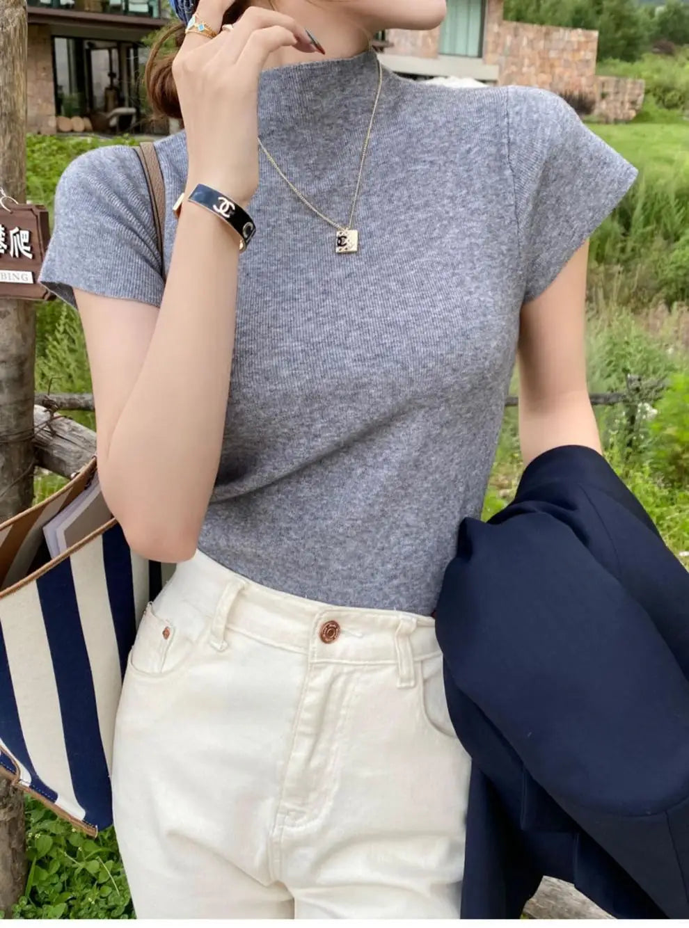 Knitted 2025 New Basic Sweaters Fashion Women Turtleneck Solid Thin Short Sleeve Slim Pullovers Streetwear Bodycon Sweater