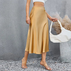 Satin A-Line Midi Skirt