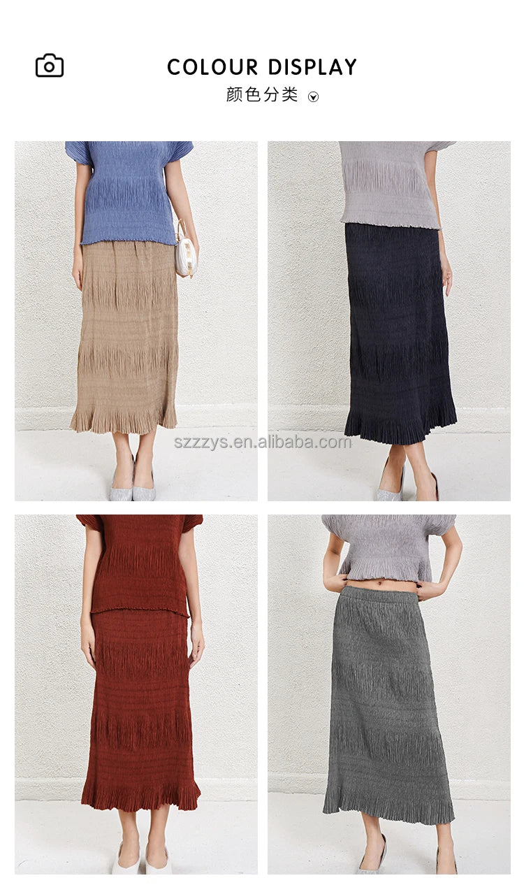 Flowy Pleated Chiffon Maxi Skirt