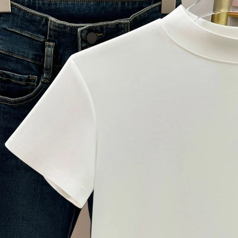 Elegant Half High Neck Tee