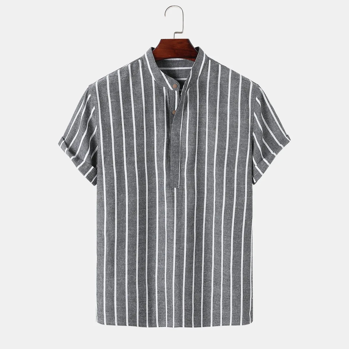 Modern Linen Stripe Shirt Men