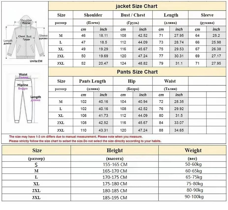 Luxury Brand Men Tracksuits 2-piece Set Black Sports Suit Tracksuits Jogging Men's Clothing Sweatpants Zip Sweatshirts Techwear
