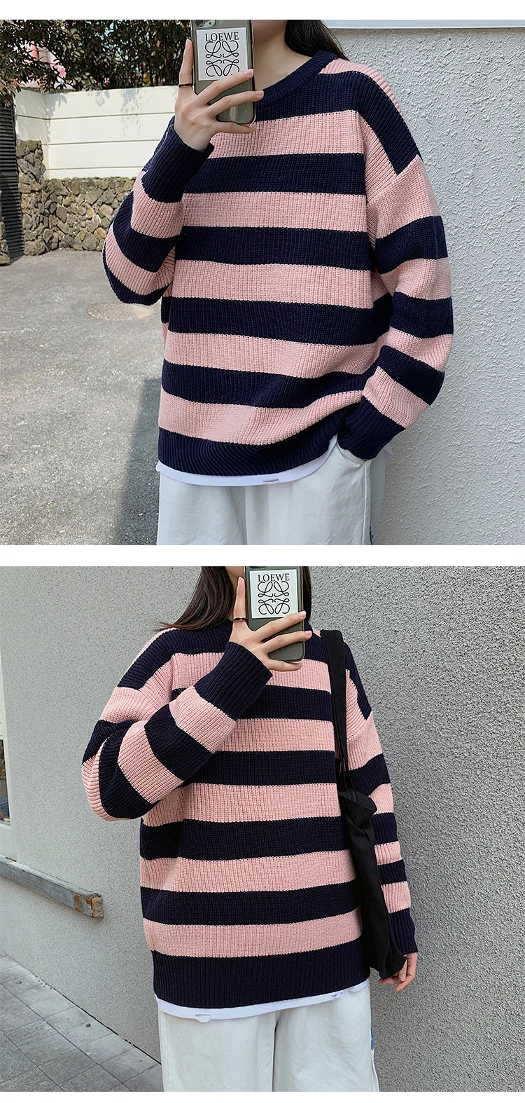 Striped Knitted Sweater Men Women Vintage Tate Langdon Loose Sweaters Harajuku Green Warm Autumn Jumper Pullover Unisex Casual