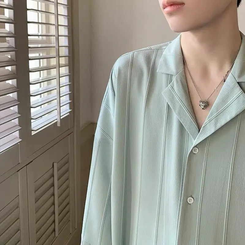 Striped Short Sleeve Shirt Men