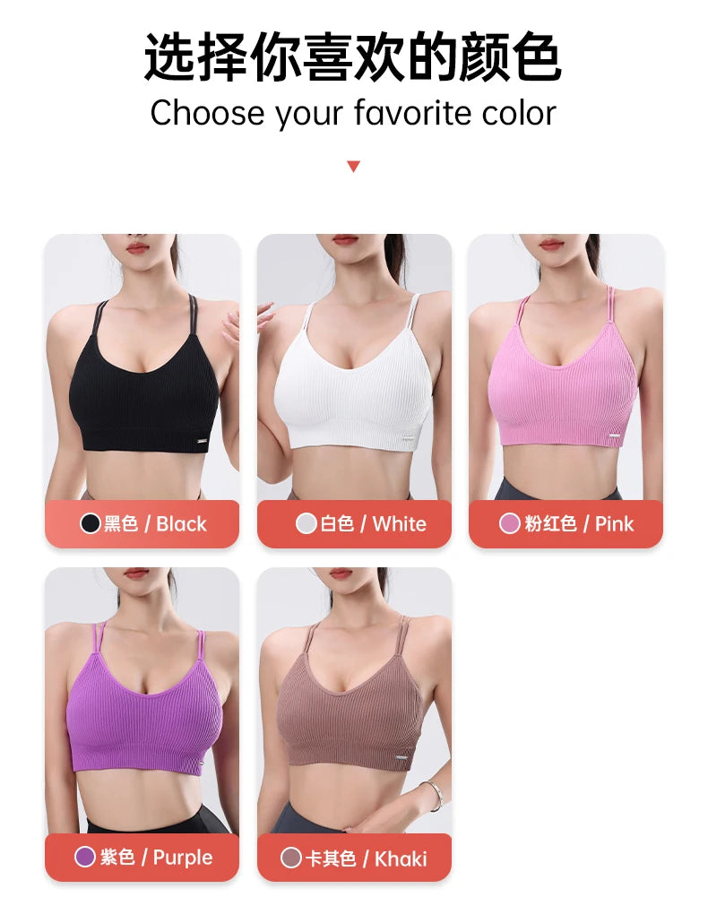 Women's Sports Bra Shock-proof Push-up Beautiful Back Cross Fitness Vest Top Gym Clothing Yoga Vest Running Sexy Fitness Bra
