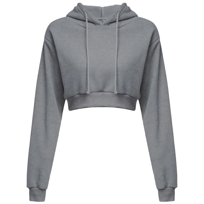 Cropped Hooded Pullover Sweatshirt Women