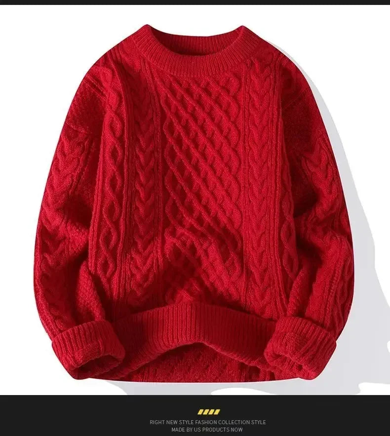 Trendy Knitted Sweater For Men Casual Round Neck Pullover Male Knitted Soft Fall Winter Fashion Long Sleeve Mens Kntwear Outwear
