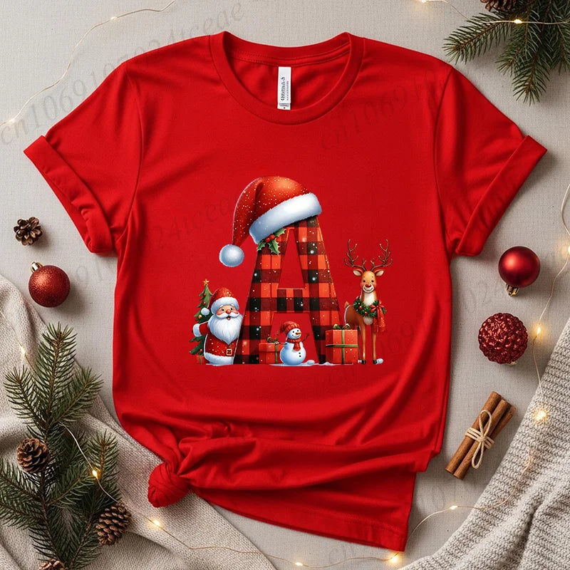 Festive Alphabet Holiday Casual Tee