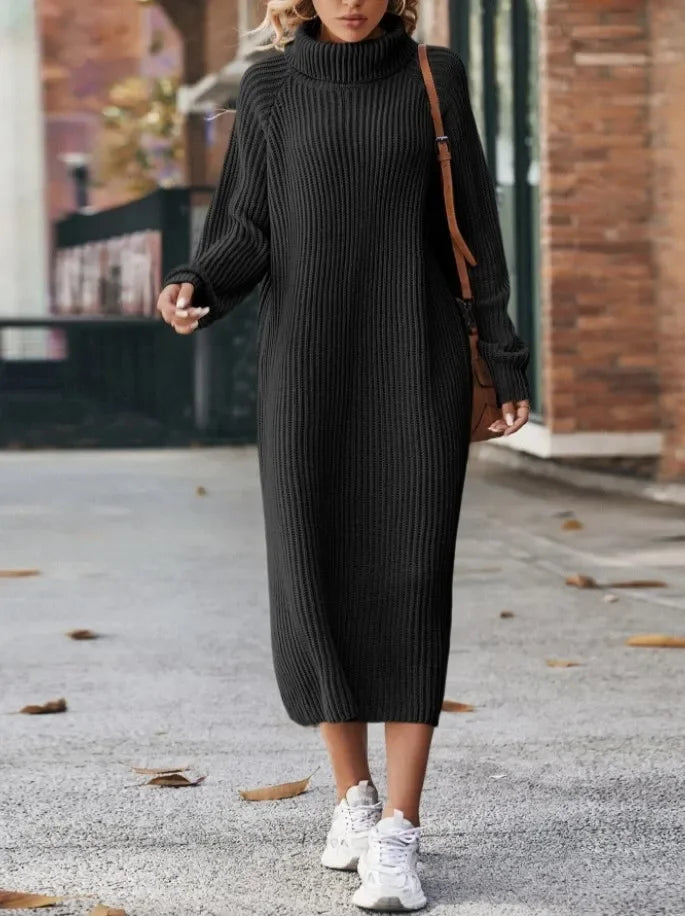 Knitted Turtleneck Sweater Dress