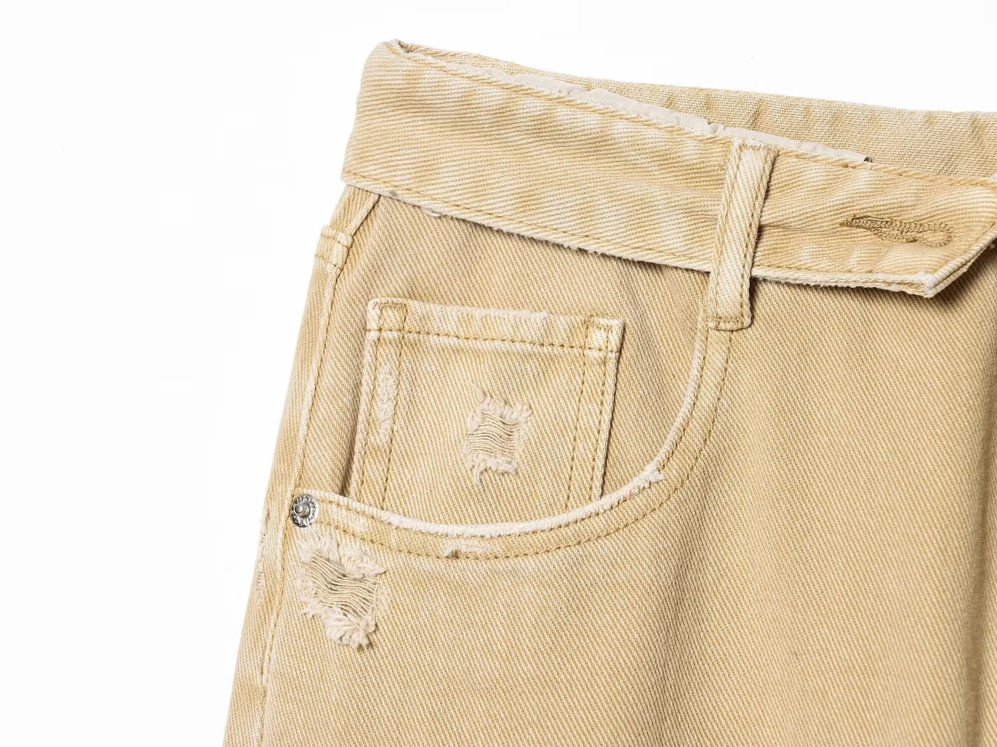 2026 Summer New Women's Clothing Retro Style Loose and Versatile Mid Waist Casual Piercing and Flanging Jeans