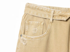 2026 Summer New Women's Clothing Retro Style Loose and Versatile Mid Waist Casual Piercing and Flanging Jeans
