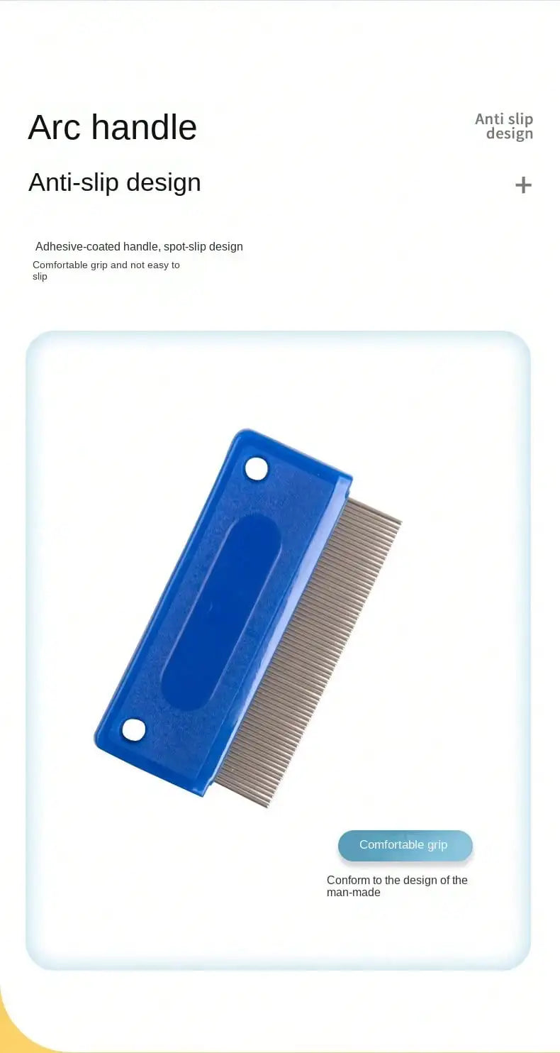 4 Pack Flea Lice Comb, Stainless Steel Dog Cat Grooming Combs with Rounded Teeth, Double Sided Professional Pet Tear Stain Remover