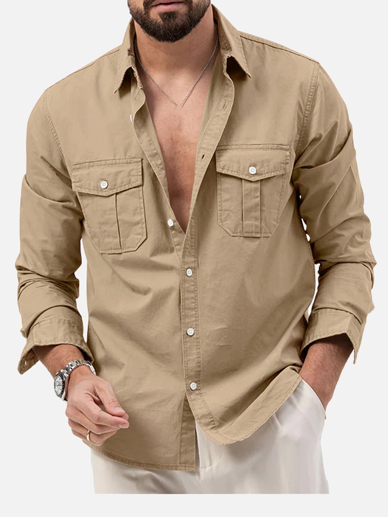 Multi Pocket Workwear Shirt Men