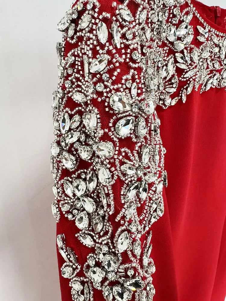 Elegant Beaded Straight Midi Dress