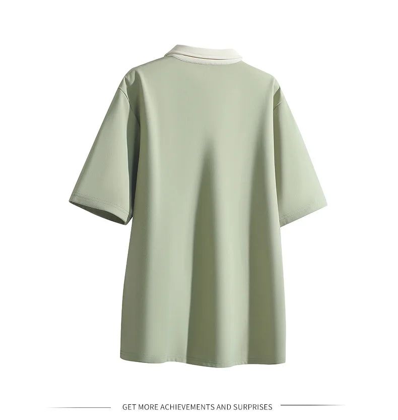 Oversized Contrast Summer Polo Shirt