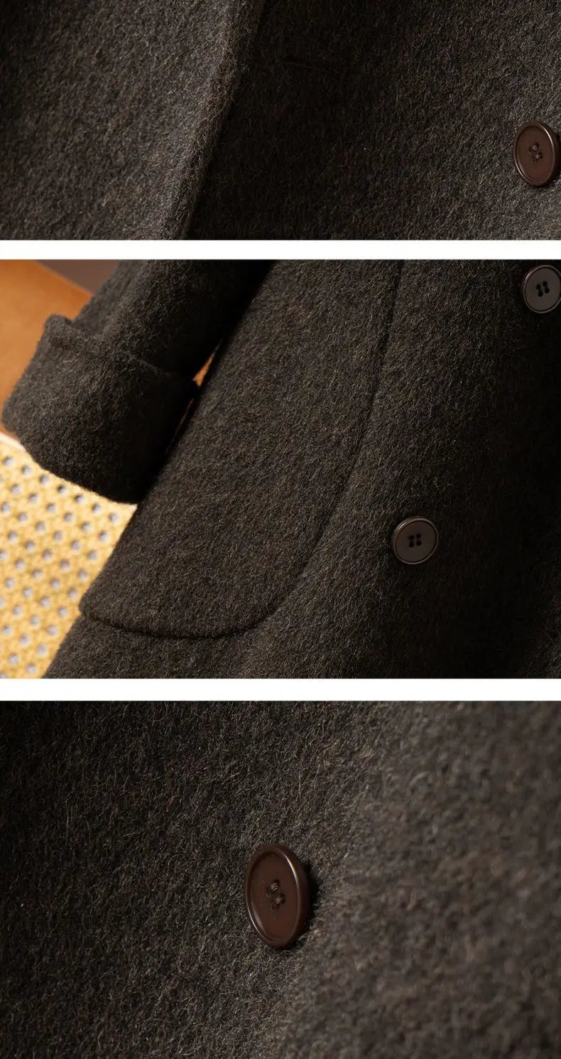 Women Double-sided Wool Coats Autumn Winter Korean Loose All-match Woolen Jacket Female Simple Solid Suit Collar Wool Jacket