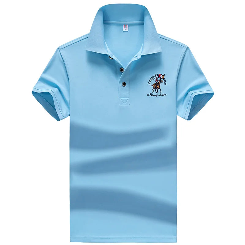 Polo Shirt Men Summer New Men's Short-Sleeved Polo Shirt Mens Embroidery Synthetic Fiber Fabric Youth Casual Business Polo Shirt