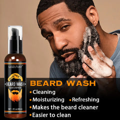 Men Beard Grooming Gift Kit Deep Cleansing Wash and Conditioner Moisturizing Nourishing Beard Oil Styling Butter for Beards Care