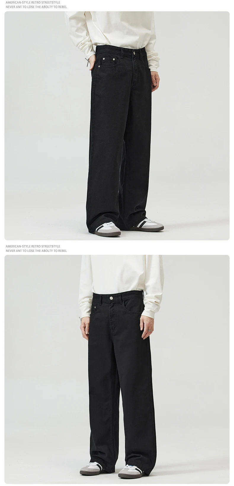 100％ Cotton Men's Baggy Straight Jeans Comfortable Soft Casual Pants Fashion Korean White Brown Denim Trousers Male Clothing