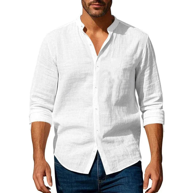 Cotton Linen Beach Shirt Men