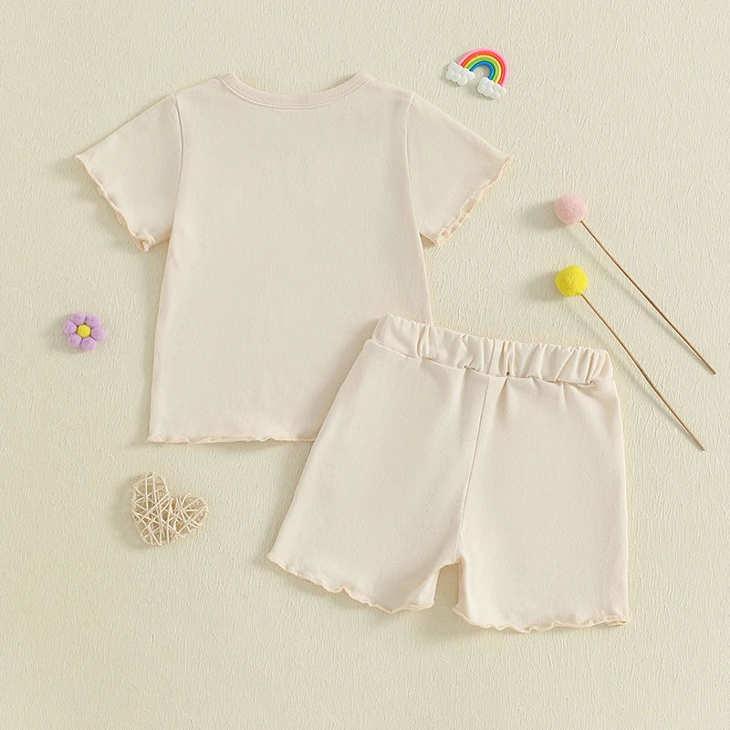 Floral Tee Denim Shorts Set