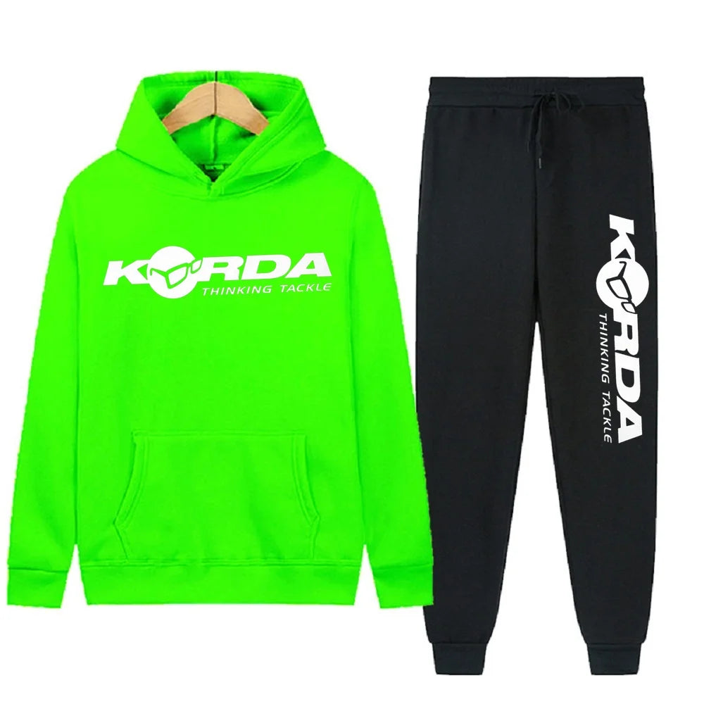 Men's Women 2Pcs Sets Fleece Sweatshirt Hoodies Pants Korda Inspired Tribute Male Sportswear Tracksuits Unisex Ensemble Homme