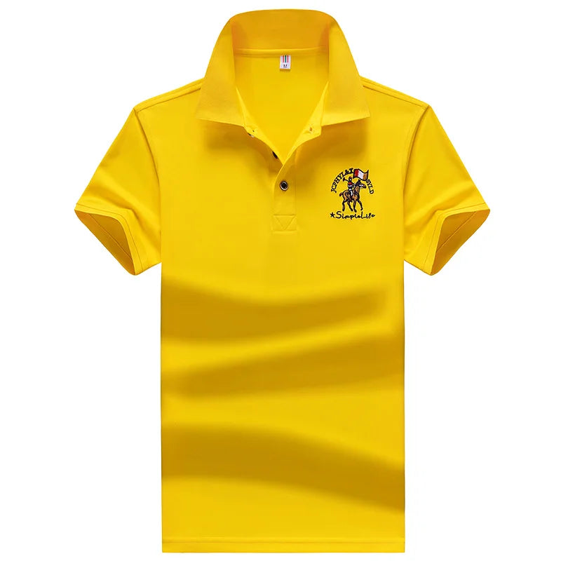 Polo Shirt Men Summer New Men's Short-Sleeved Polo Shirt Mens Embroidery Synthetic Fiber Fabric Youth Casual Business Polo Shirt