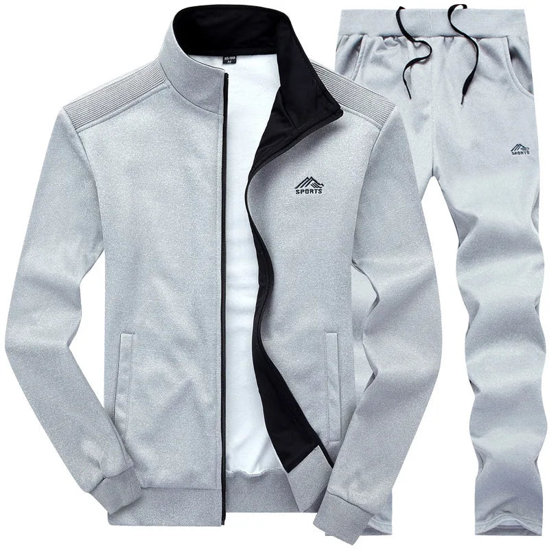 Tracksuits Men Polyester Sweatshirt Sporting Fleece 2026 Gyms Spring Jacket + Pants Casual Men's Track Suit Sportswear Fitness