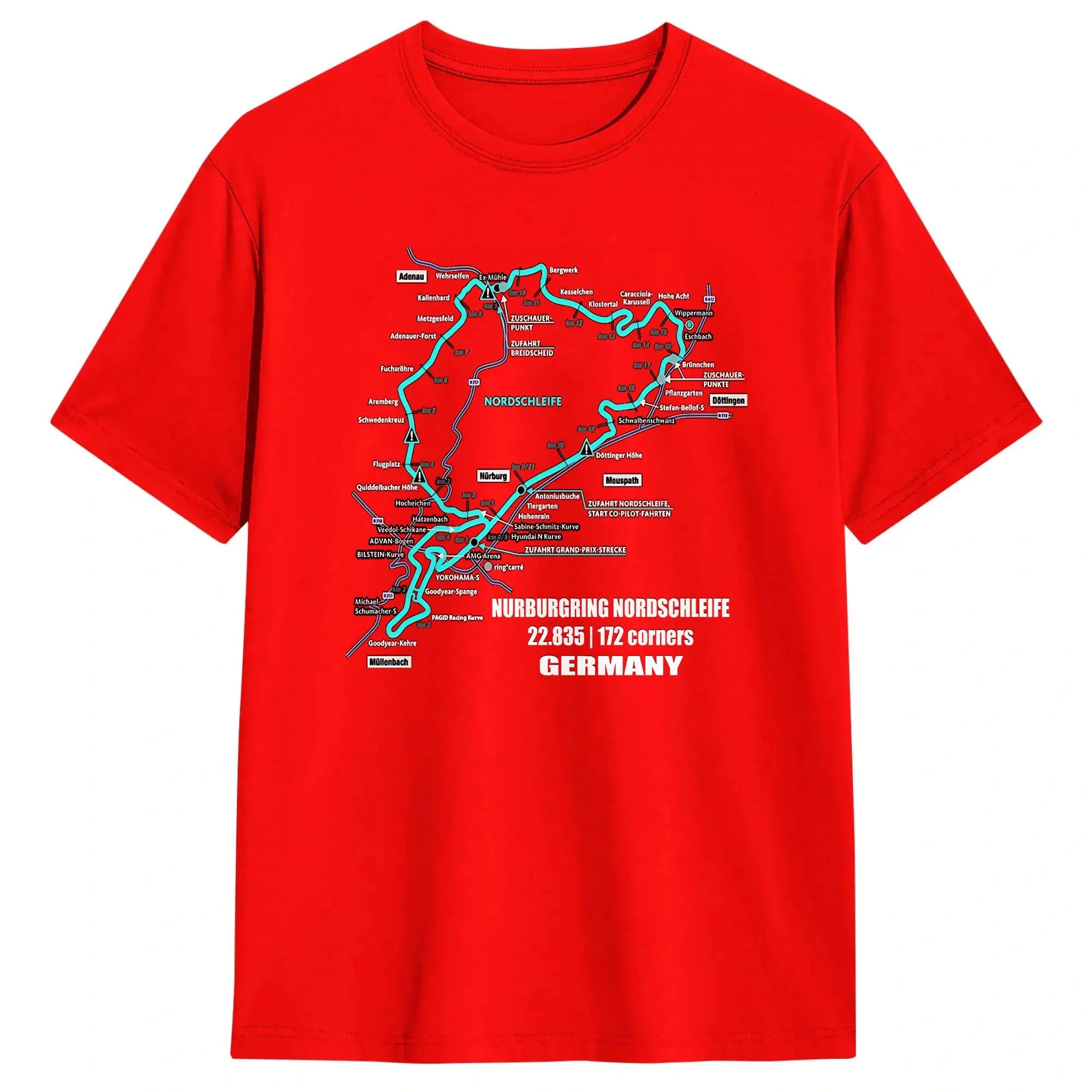 Men T-Shirt Nürburgring Nordschleife Germany Track Map Photographic Blue Print T Shirts Trending Beach Tees  Casual 1Cotton Tops