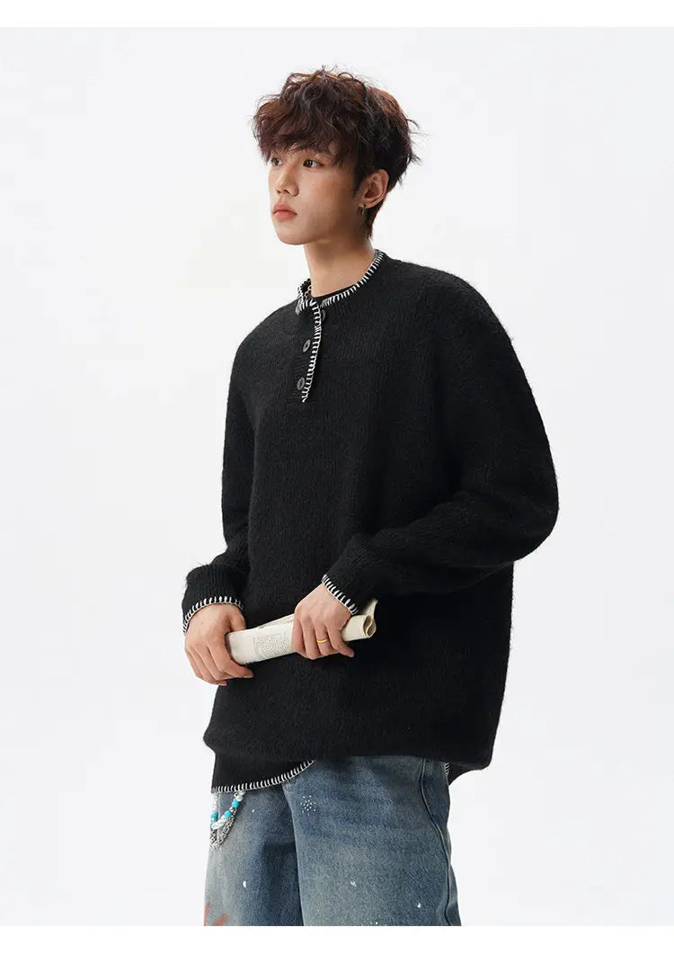 Korean Button Knit Pullover