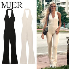 Sleek Flared Backless Summer Jumpsuit