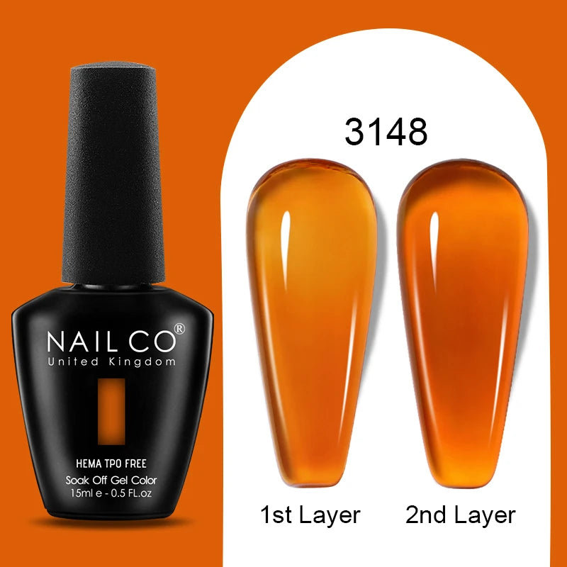 NAILCO 15ml Colorful Jelly Gel Nail Polish Gorgeous Color HEMA TPO FREE Soak Off UV LED Semi Permanent Long Wear Gel Varnish