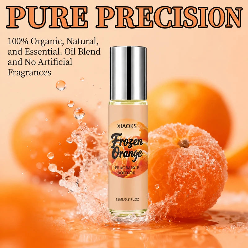 Women's orange-scented roll-on perfume, elegant citrus fragrance, light and natural scent, uniquely refreshing, increases the likelihood of attracting attention from the opposite sex. Selected perfume ingredients, alcohol-fre