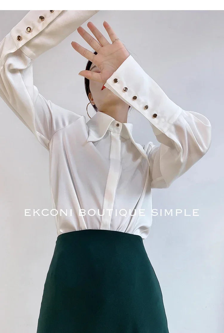 Elegant Satin Office Casual Shirt