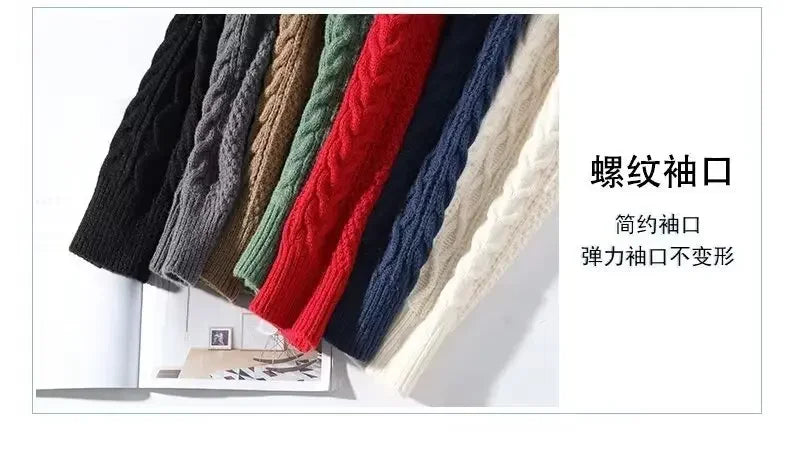 2024 Autumn Winter Men's Sweater Japan Fashion Men Clothing Striped Sweater Men Casual Streetwear Pullover O-Neck Sweaters Men