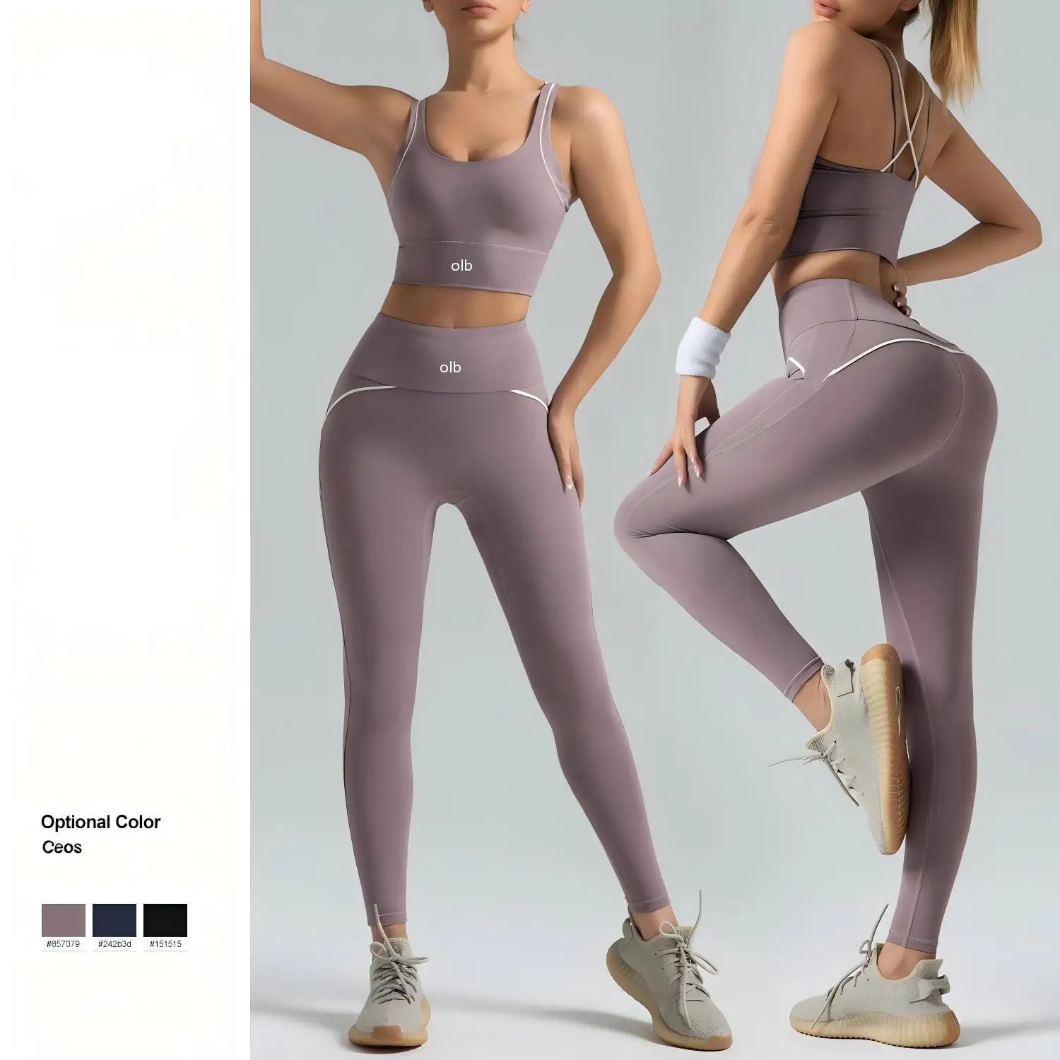 Women's set, slim fit yoga set, high-intensity exercise set, high elasticity, breathable fitness yoga suit