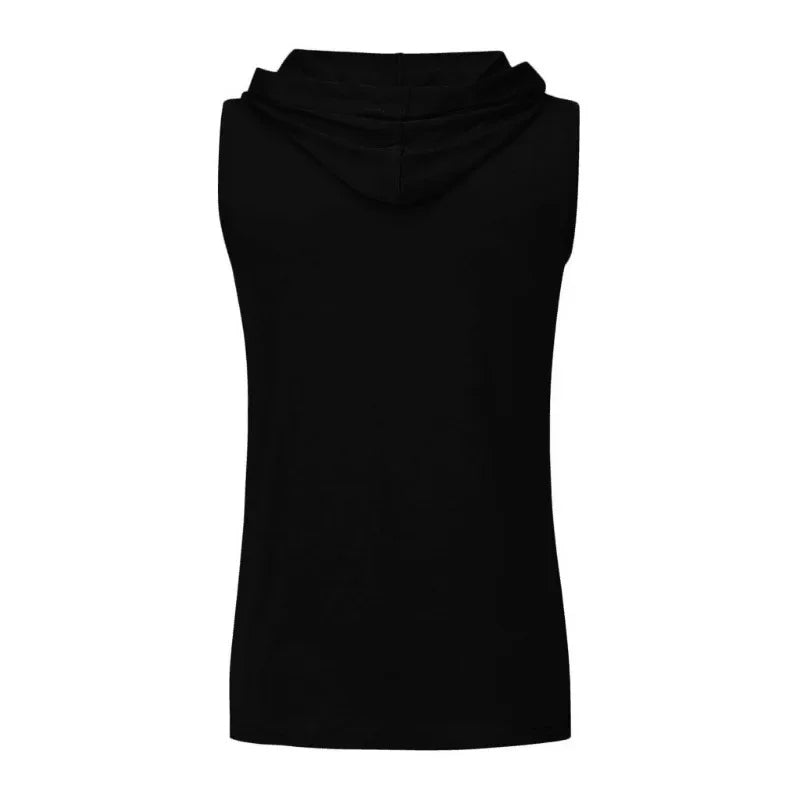 Men's Hooded Tank Tops Gym Workout Training Hoodies Sleeveless Bodybuildng Muscle Cut Off T-Shirt with Pocket