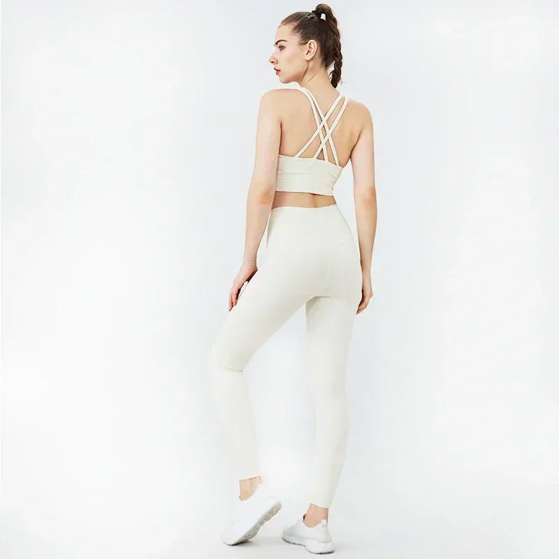 Women's Yoga Set Workout Set 2 Piece High Waist Yoga Leggings Sports Bra Gym Suit Activewear Sports Fitness Set Sports Suit