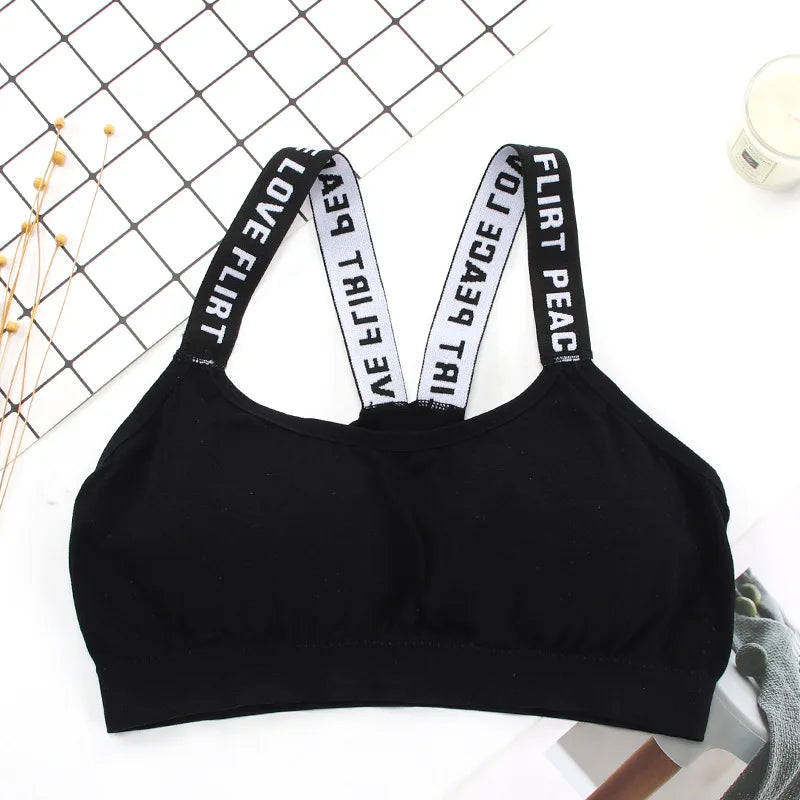 40-65Kg Sexy Bra Top Women Sports Bras Letters Straps Gym Yoga Female Pad Sportswear Tank Top Sport Push Up Bralette