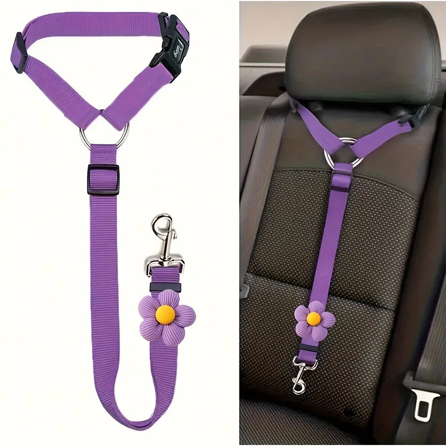 Pet Dog and Cat Seat Belt Car Headrest Restraint Adjustable Safety Rope Car Seat Belt Dog Pet Accessories Pet Supplies