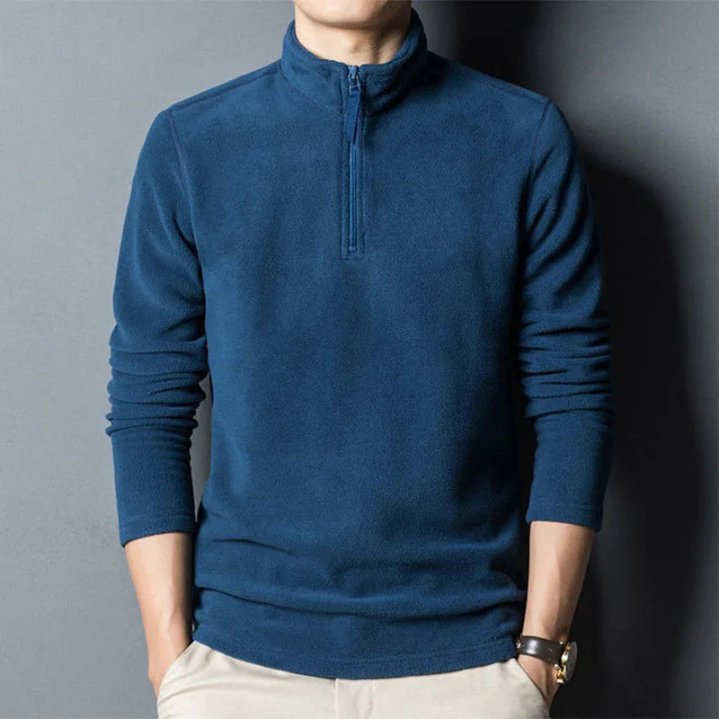 Men’s Double-Sided Fleece Stand-Collar Long-Sleeve Top