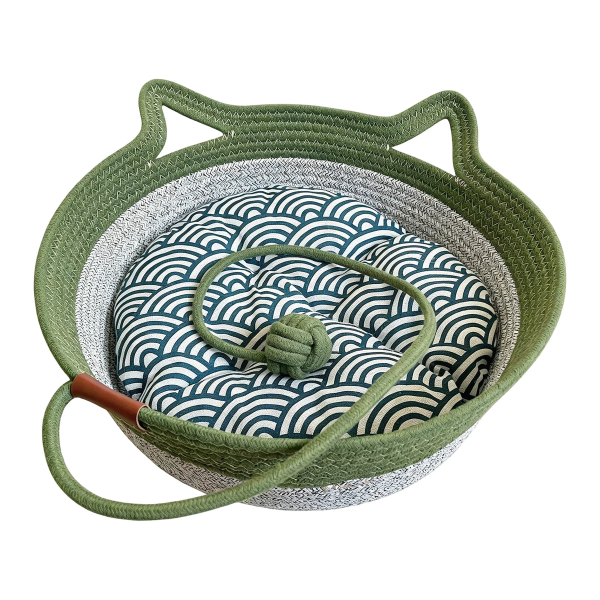 Pet Cat Bed Round Hand Woven Rattan Wear-resistant Cat Bed Summer Pet Bed Indoor Sleeping House Pet Products Accessories